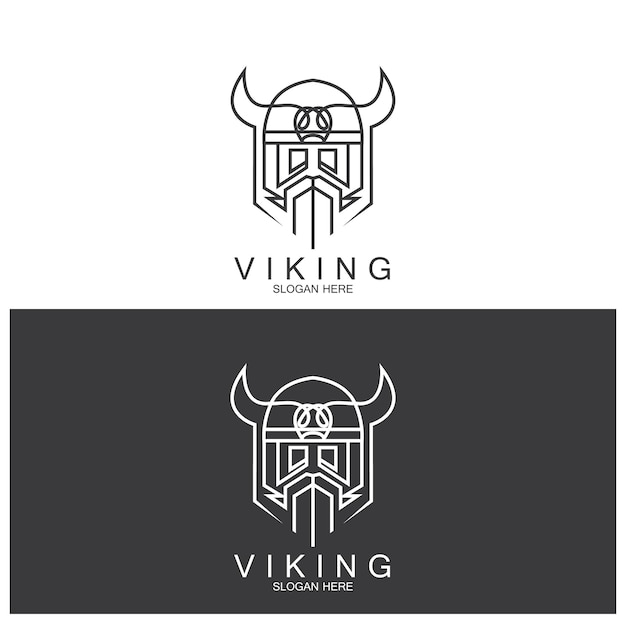 Vetor logotipo de estilo de arte de linha viking e modelo vetorial