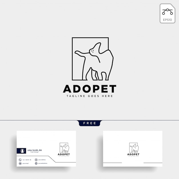 Vetor logotipo de estilo do cão animal de estimação linha arte