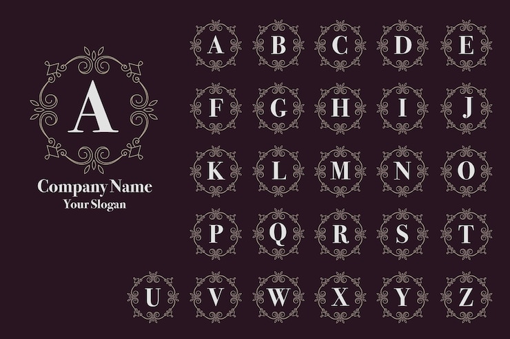 Vetor logotipo de estilo elegante do monograma vetorial letra inicial ornamento de luxo logotipo do monograma definido inicial dourada