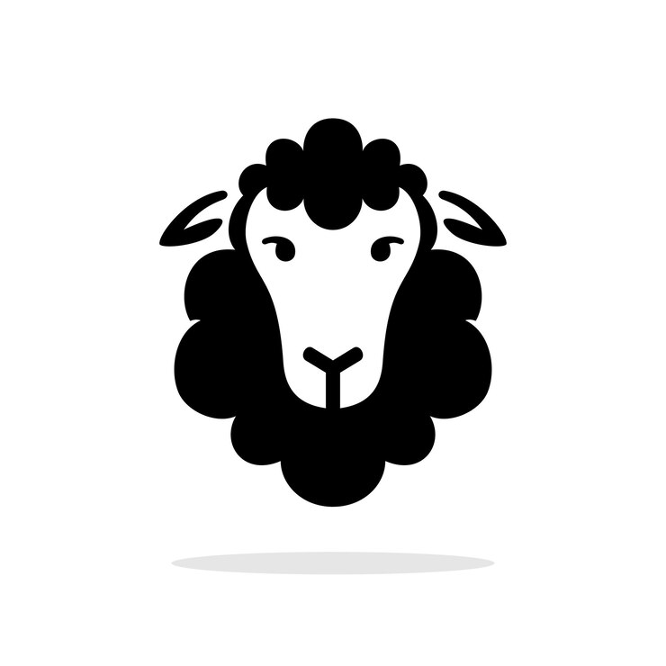 Vetor logotipo de estilo silhueta com personagem de ovelha