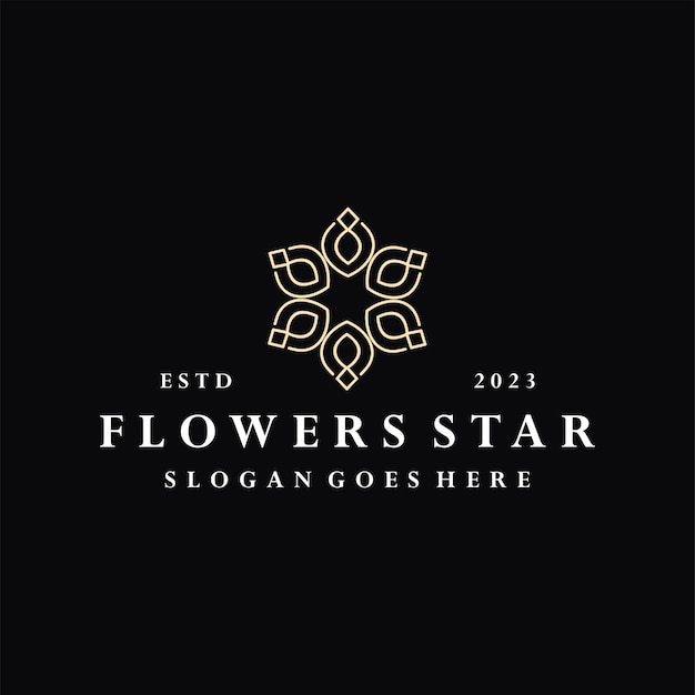 Vetor logotipo de estrela de flor com ideia criativa premium vector