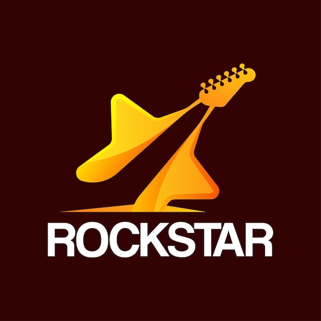 Vetor logotipo de estrela e guitarra