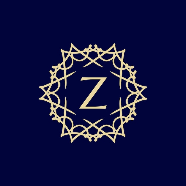 Logotipo de estrutura de círculo de borda ornamental floral com letra inicial z.