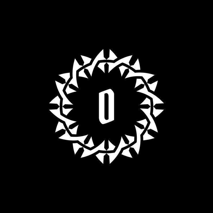 Vetor logotipo de estrutura de círculo ornamental com a letra inicial o.