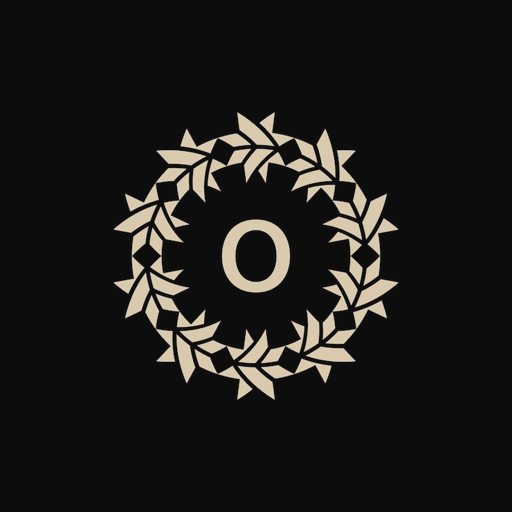 Vetor logotipo de estrutura de círculo ornamental com a letra inicial o.