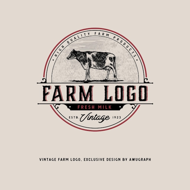 Logotipo de fazenda vintage