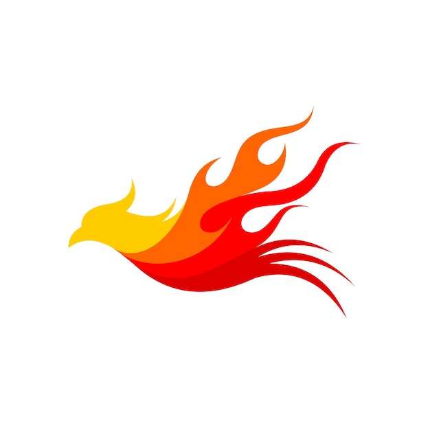 Vetor logotipo de fênix com conceito de fogo