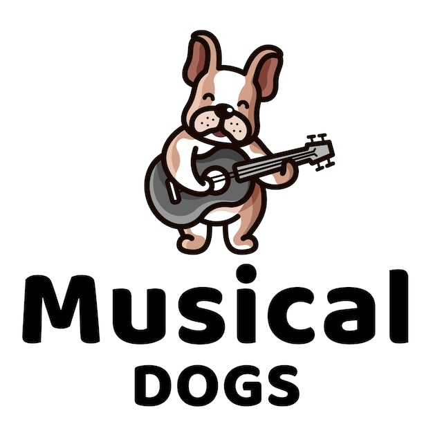 Logotipo de filhos bonitos de cães musicais