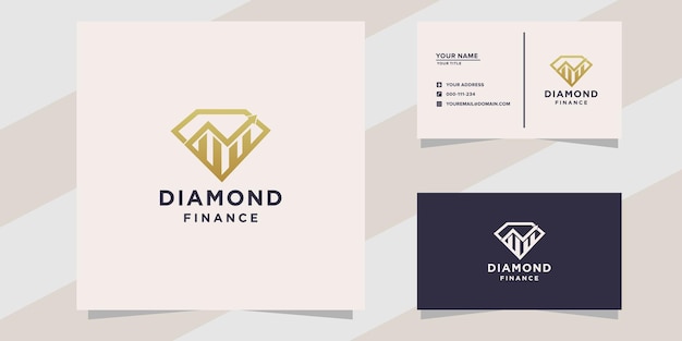 Logotipo de finanças de diamante e modelo de cartão de visita