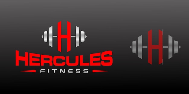 Logotipo de fitness monograma letra h em vermelho