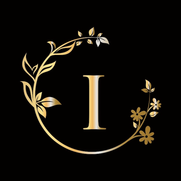Vetor logotipo de flor de beleza letra i com conceito criativo para modelo de vetor premium de spa de beleza de flor decorativa de negócios da empresa