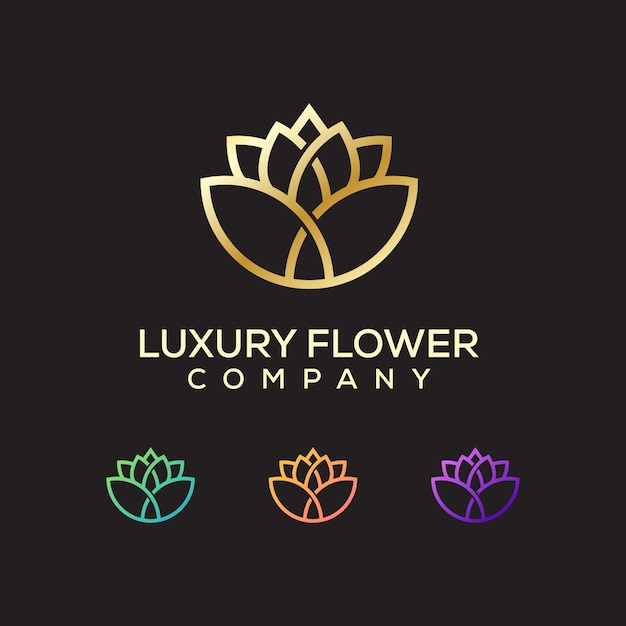 Logotipo de flor de luxo premium