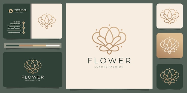 Logotipo de flor minimalista e cartão de visita