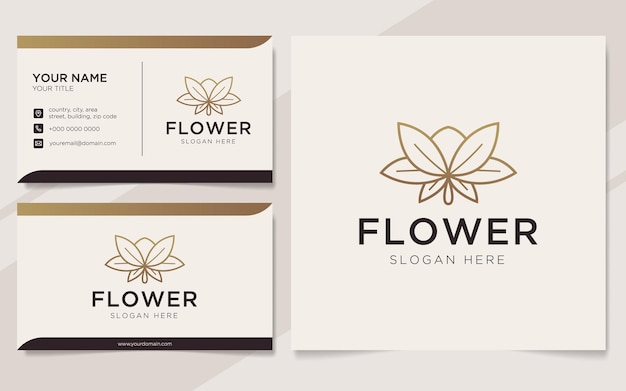Logotipo de flores de luxo e modelo de cartão de visita