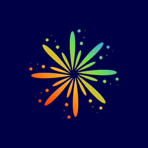 Vetor logotipo de fogos de artifício com vetor premium de estilo de elemento criativo