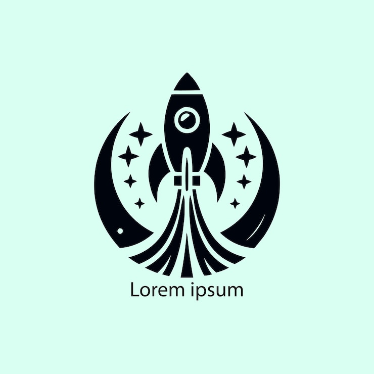 Vetor logotipo de foguete em fundo branco