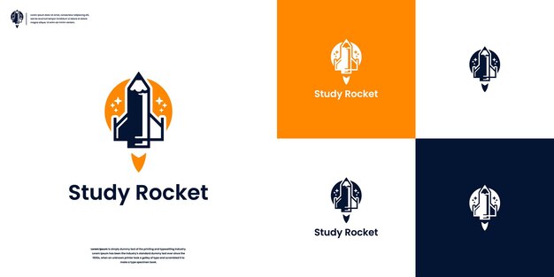 Logotipo de foguete moderno aprenda a sonhar em construir o foguete avançado do futuro inspiração para o design de logotipo