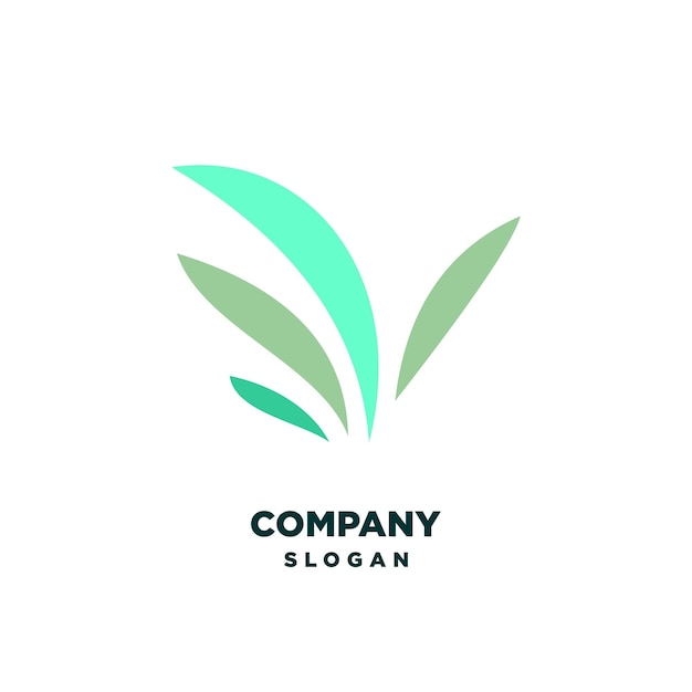 Logotipo de folhas verdes com o título'logotipo da empresa'