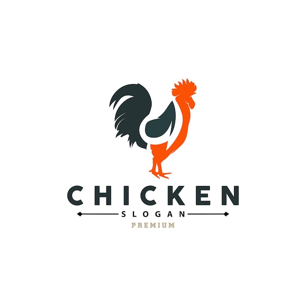 Logotipo de frango para frango assado restaurante fazenda vetor design minimalista simples para restaurante de comida