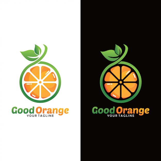 Vetor logotipo de frutas frescas de laranja