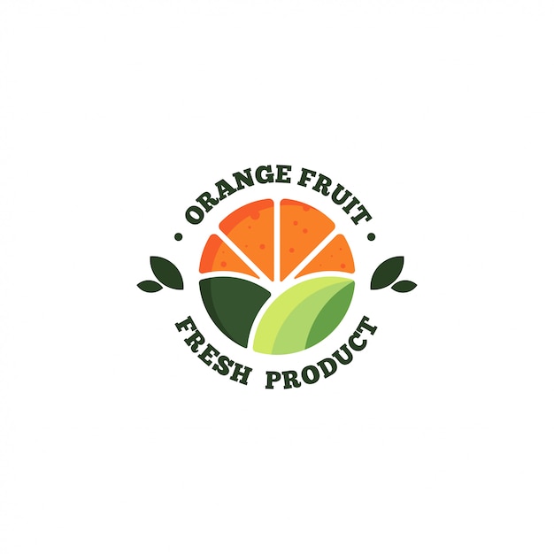 Vetor logotipo de frutas frescas de laranja