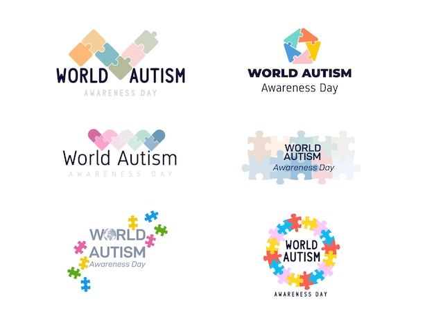 Vetor logotipo de fundo do dia mundial do autismo set 2 de abril dia mundial da conscientização sobre o autismo design de fundo do dia mundial do autismo 2022 modelo para banners, mídias sociais, cartazes médicos, fundos, crachá