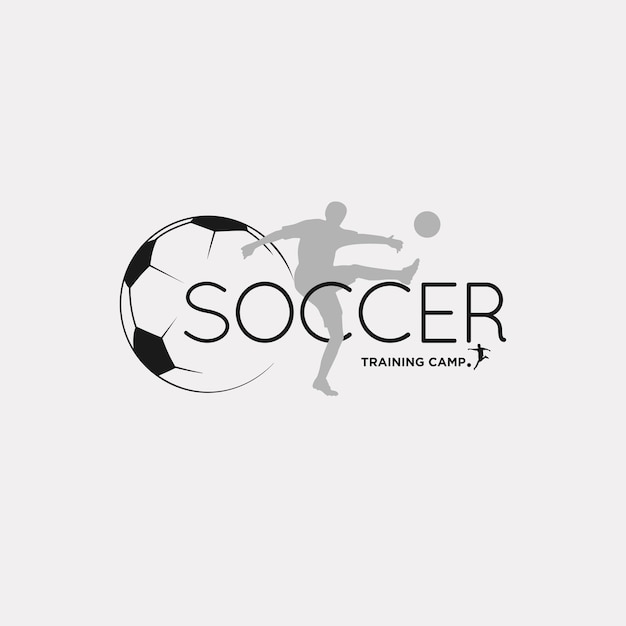 logotipo de futebol ou design de vetor de campo de treinamento de futebol