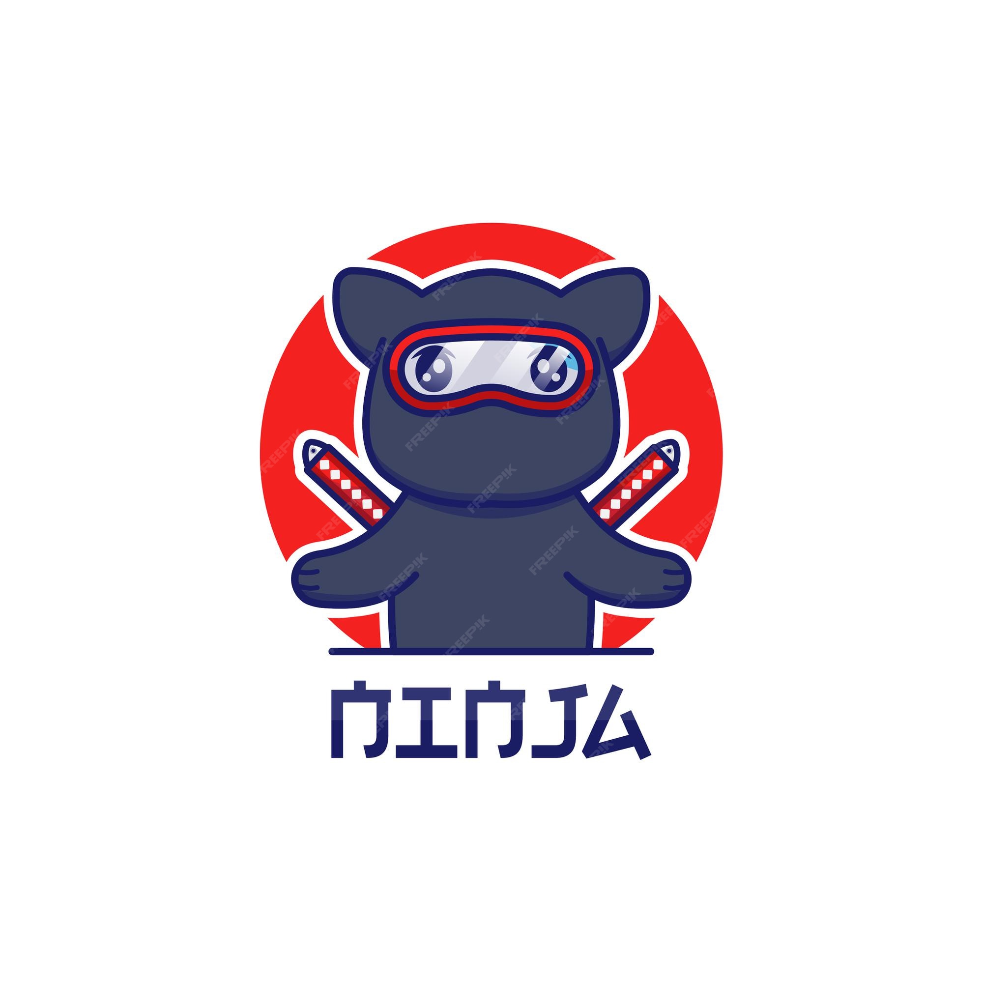 Logotipo de mascote de desenho animado ninja fofo