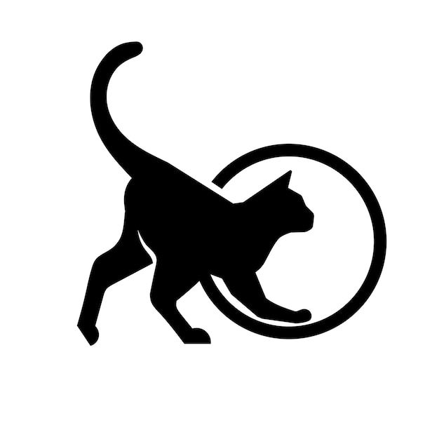 Vetor logotipo de gato preto a brincar