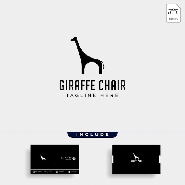 Logotipo de girafa cadeira isolado