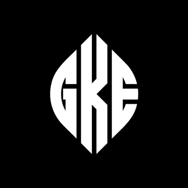Vetor logotipo de gke em forma de círculo e elipse gke letras elípticas com estilo tipográfico as três iniciais formam um logotipo em círculo gke emblema de círculo monograma abstrato letra marca vetor