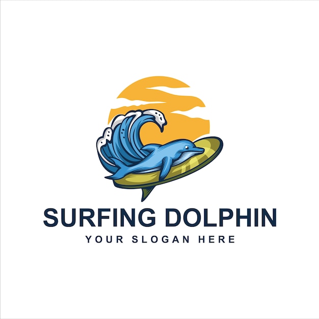 Logotipo de golfinhos de surf