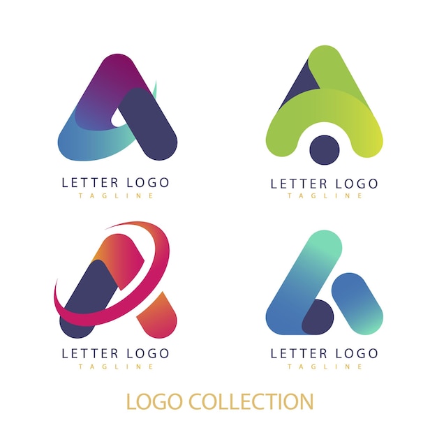 logotipo de gradiente de letras uma coleção de design de logotipo