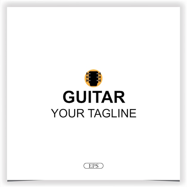 Logotipo de guitarra plana simples vetor de modelo elegante premium eps 10