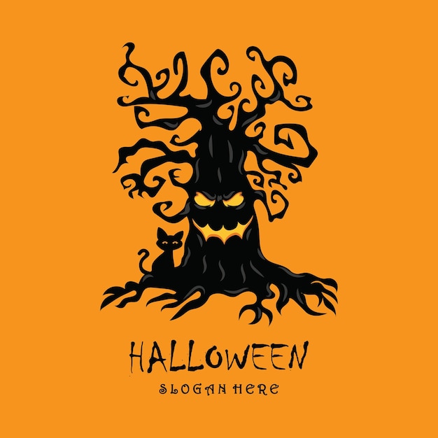 Logotipo de halloween com modelo de slogan