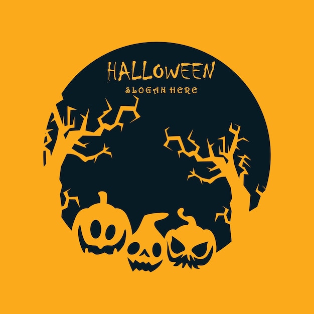 Logotipo de halloween com modelo de slogan