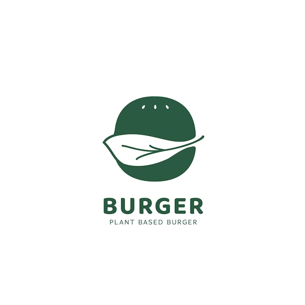 Logotipo de hambúrguer à base de planta, ícone do logotipo de hambúrguer para comunidade vegetariana ou vegana