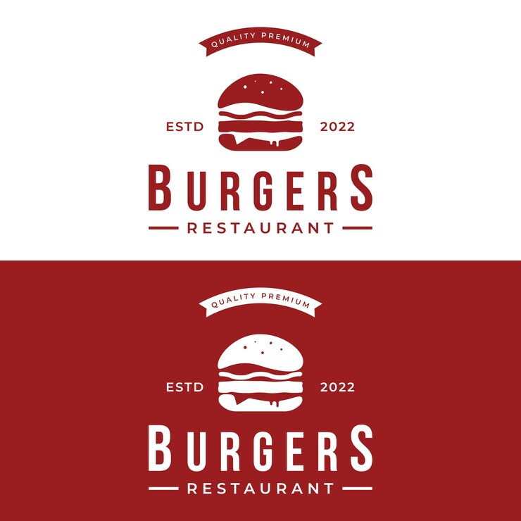Vetor logotipo de hambúrguer quente, fresco e saboroso, vintagelogo retrô para emblema e emblema de rótulo comercial de restaurante