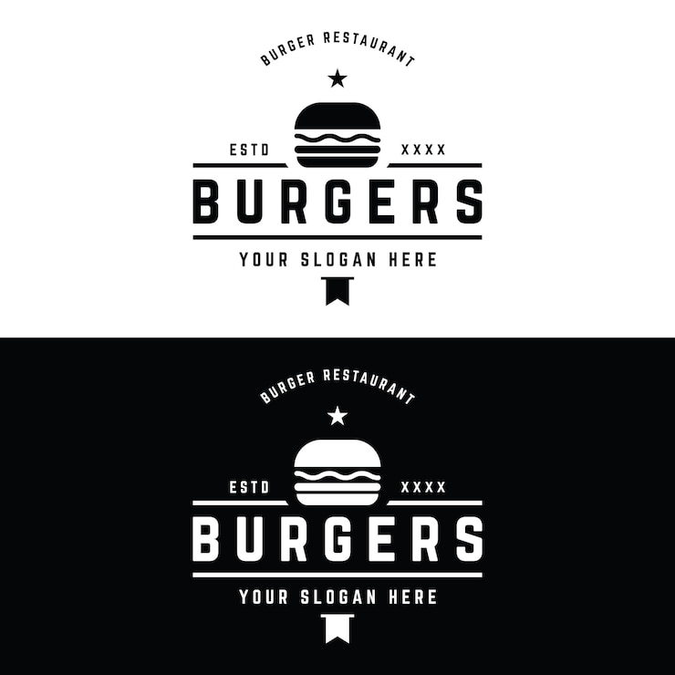 Vetor logotipo de hambúrguer quente, fresco e saboroso, vintagelogo retrô para emblema e emblema de rótulo comercial de restaurante