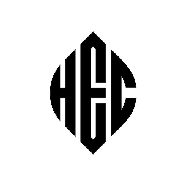 Vetor logotipo de hec com letras elípticas com estilo tipográfico as três iniciais formam um logotipo de círculo hec emblema de círculo abstracto monograma carta marca vector
