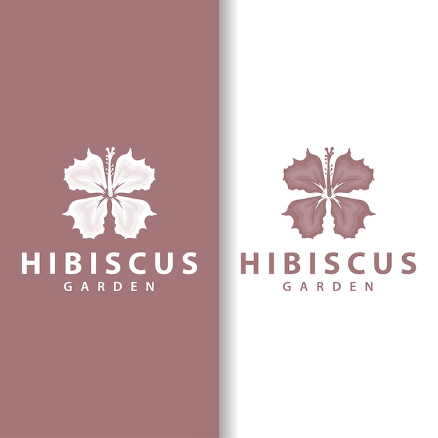 Vetor logotipo de hibisco desenho simples de flores naturais frescas ilustração de plantas de jardim