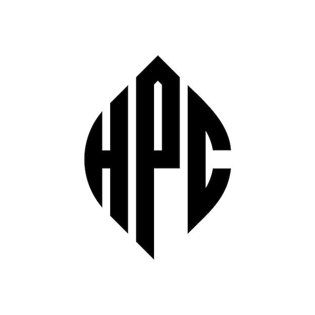 Vetor logotipo de hpc em forma de círculo e elipse hpc em formato de elipse com estilo tipográfico as três iniciais formam um logotipo de círculo hpc emblema de círculo abstracto monograma letra marca vector
