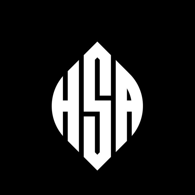 Logotipo de hsa em forma de círculo e elipse hsa em formato de elipse com estilo tipográfico as três iniciais formam um logotipo de círculo hsa emblema de círculo monograma abstrato carta marca vector