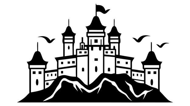 Vetor logotipo de ícone de castelo preto vetorial ilustração vetorial isolada em fundo branco