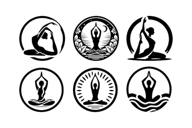 Vetor logotipo de ícone de ioga
