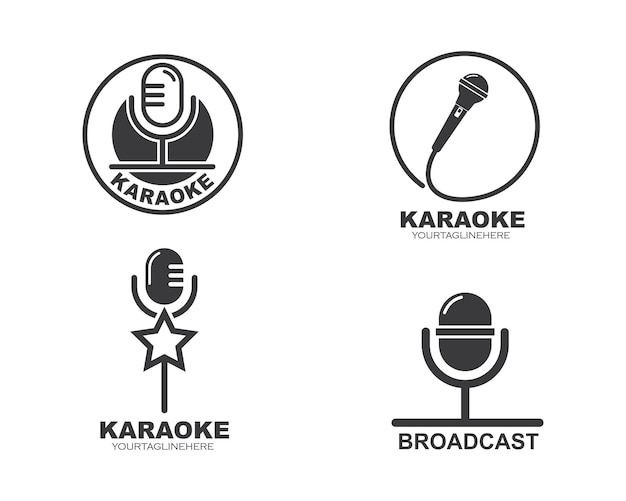 Logotipo de ícone de microfone de karaokê e design de ilustração vetorial musical