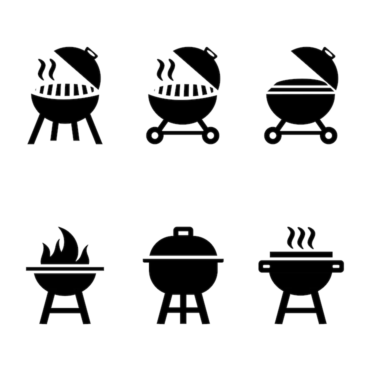 Vetor logotipo de ícone vetorial de panela de churrasco editável