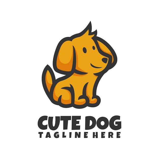 Logotipo de ilustração de marca de mascote de cachorro fofo