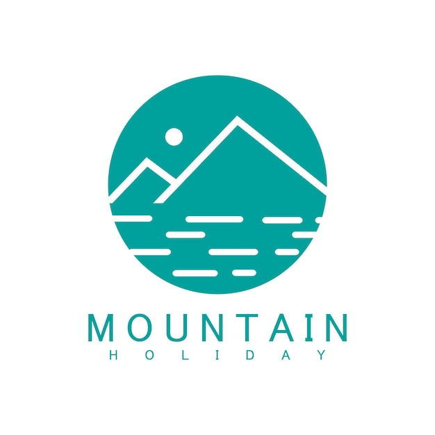Logotipo de ilustração de montanha de vetor de arte de linha