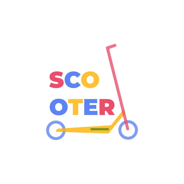 Logotipo de ilustração de scooter elétrico em cores alegres